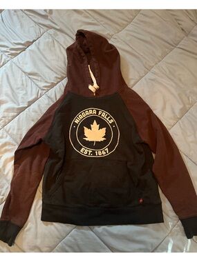 Niagara Falls Two-Tone Black & Burgundy Hoodie Sweatshirt